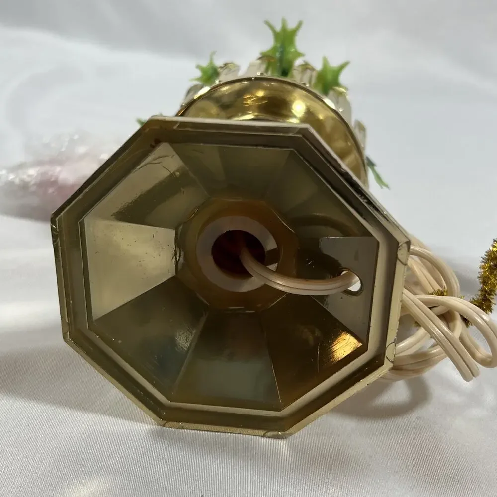 Vintage Blow Mold Plastic Light Up Candle Christmas Holly Lamp Electric Window